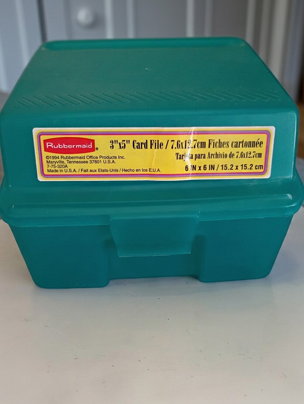 Vintage 90s Rubbermaid Teal Plastic Card File Organizer Retro